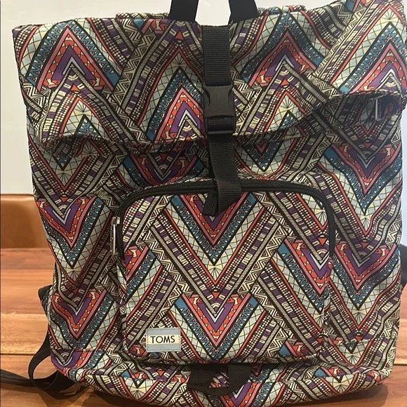 TOMS Multicolor Chevron Pattern Women's Backpack - Picture 2 of 7